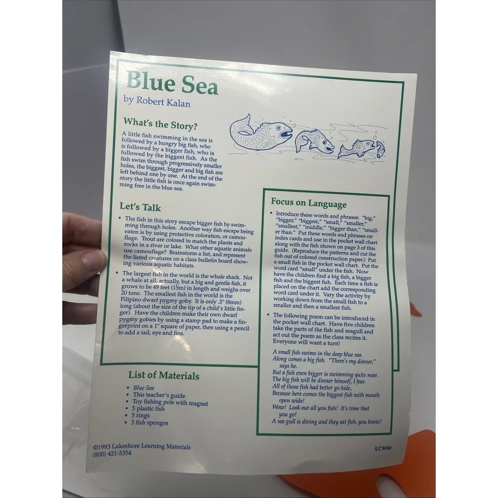 Vintage 93 Lakeshore Learning Blue Sea Fishing Language Kit Complete NEW LC5046